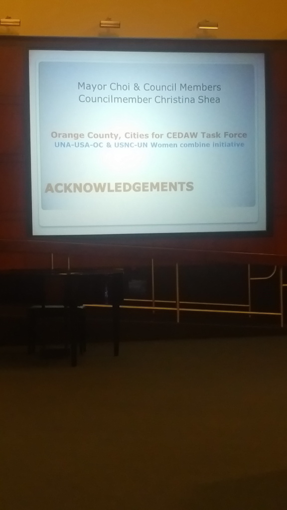 2016 – Presentation Of CEDAW To City Council – Irvine